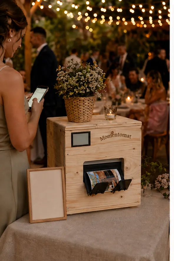 Printer foto cu QR la o nunta — miri si invitati cu fotografii printate pe loc